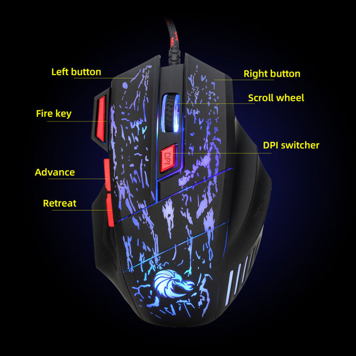 Experience Gaming Like Never Before with the Water Crack Colorful Luminous Wired Mouse