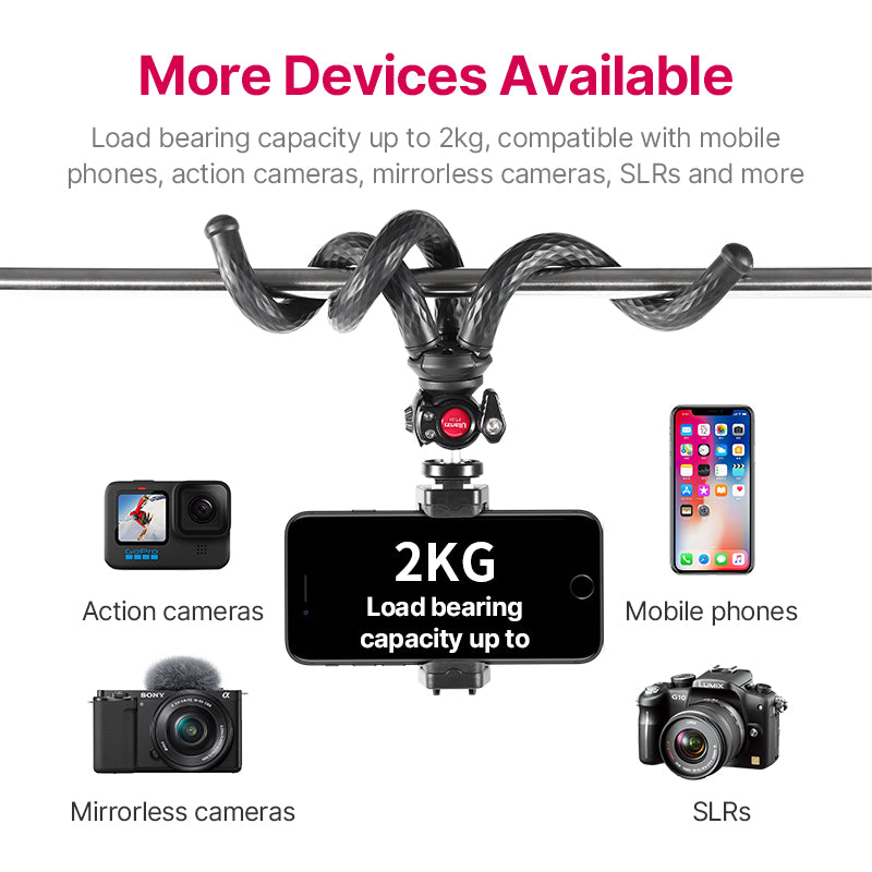 Black Octopus Clip Gimbal Tripod Set