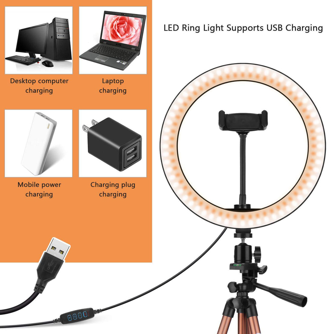 Compatible with Apple desktop ring light tripod