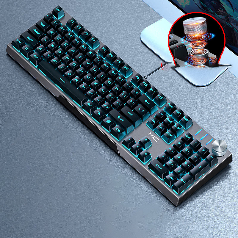 Mechanical Green Black Axis Computer Wired Keyboard