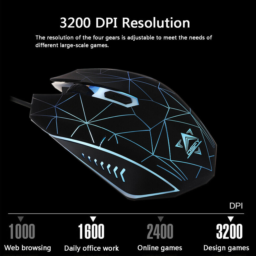 USB Wired luminous keyboard and mouse set