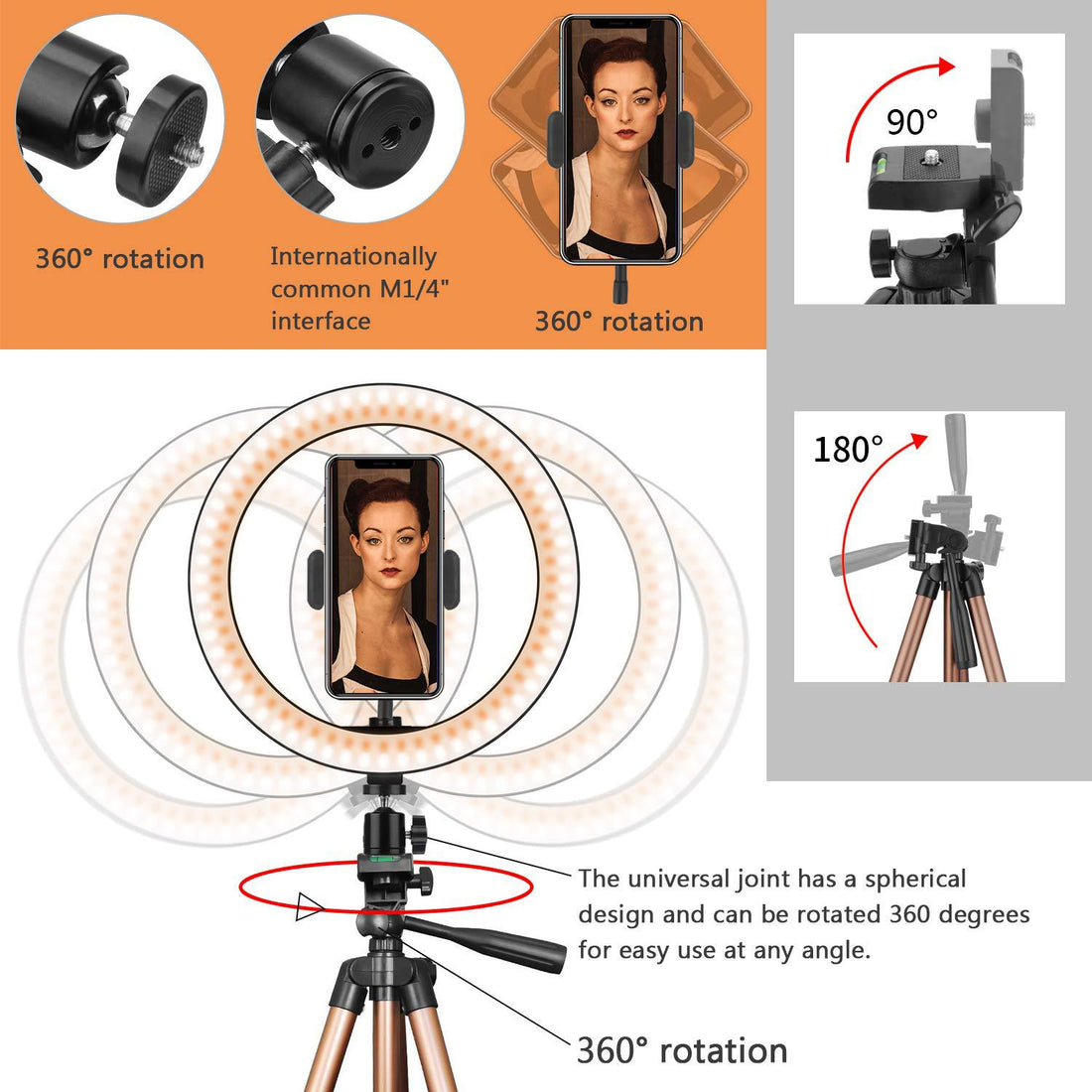 Compatible with Apple desktop ring light tripod