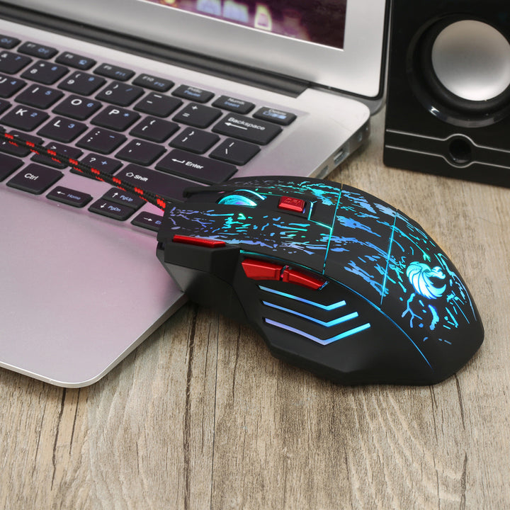 Water Crack Colorful Luminous Wired Mouse